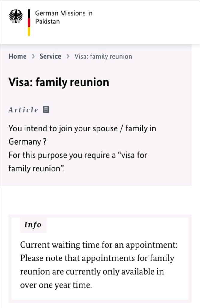 Family Reunion Visa Germany Pakistan